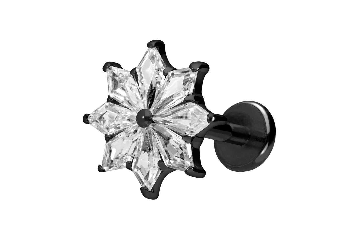 Titan Labret Piercing mit Push Fit KRISTALLSTERN